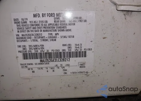 2020 Ford Ecosport Se from USA, damaged, VIN MAJ3S2GE2LC328212